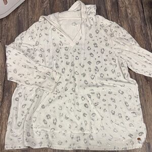 Lane Bryant Cream and Silver Leopard Hoodie